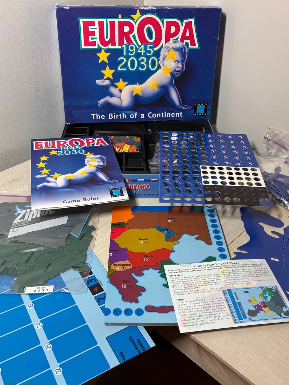 Europa 1945 2030 Board Game By Duccio Vitale & Leo Colovini for EUROGAMES 1998